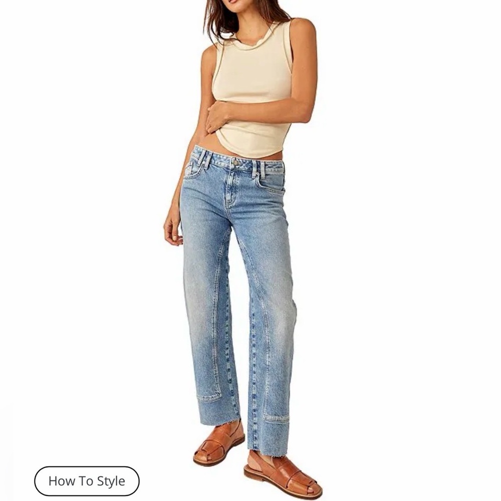 Free People 
We the free risk taker Raw Hem straight leg jeans